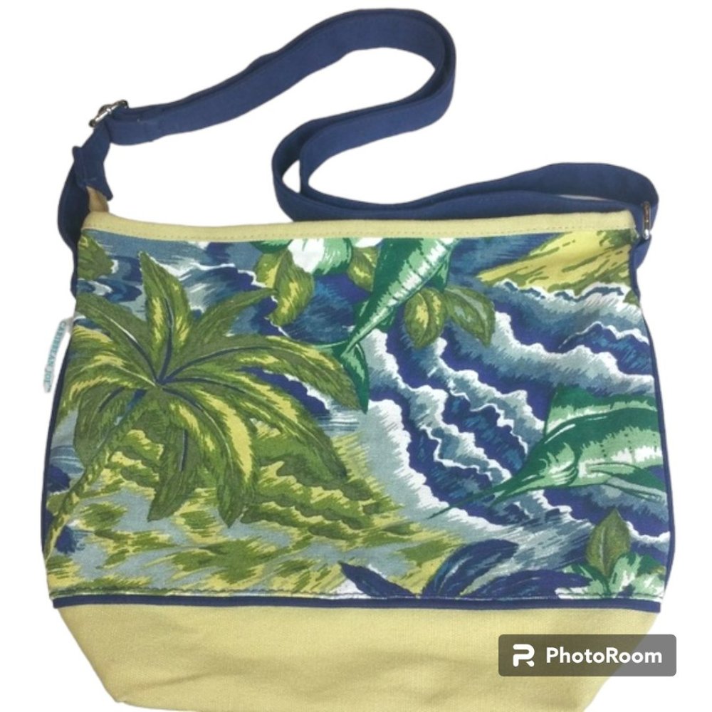 Caribbean Joe Canvas Tropical Crossbody Bag EUC - Picture 1 of 9